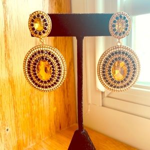 Gold and navy blue Sparkly earrings